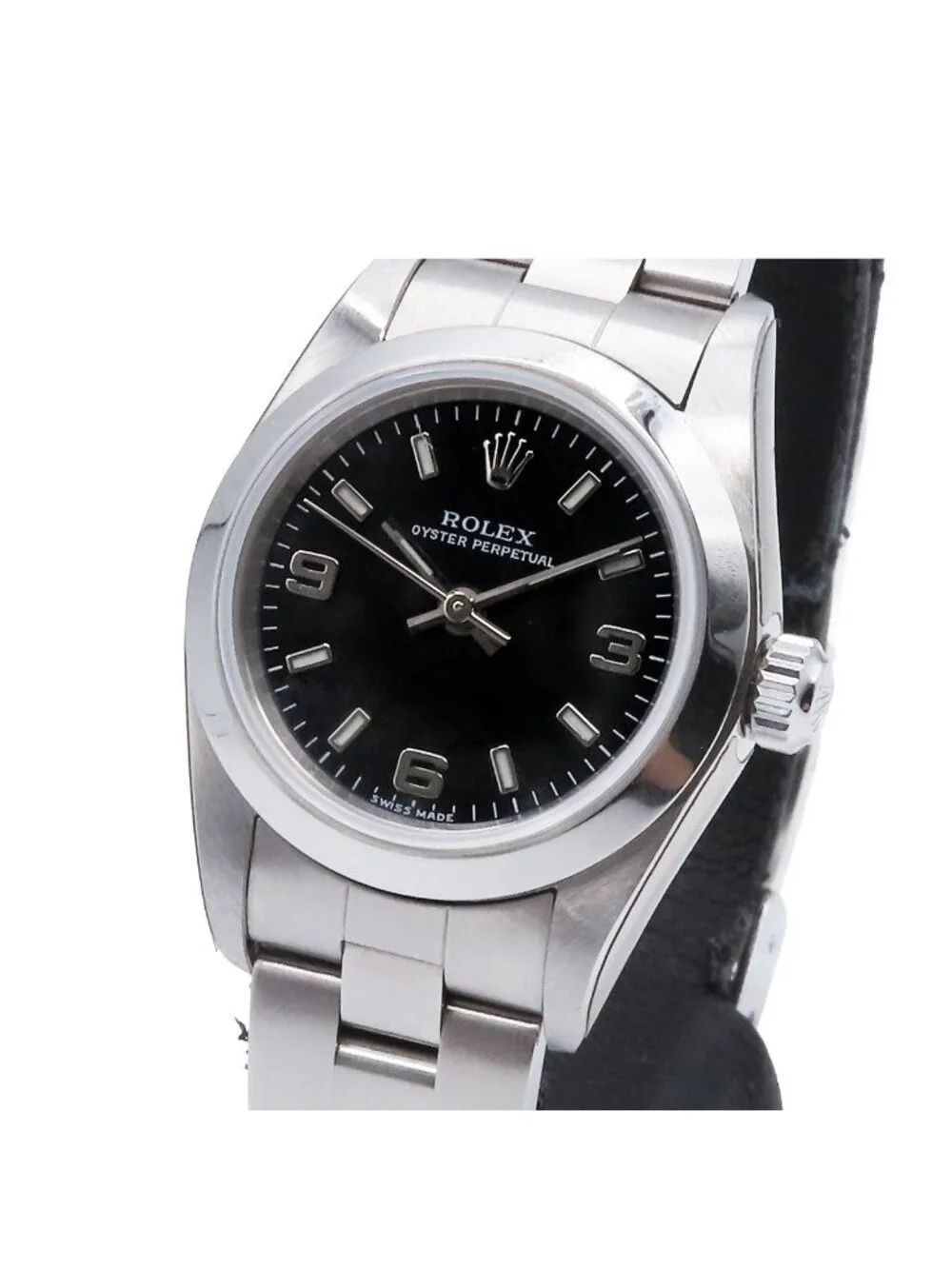 Rolex Oyster Perpetual Black Stainless Steel Oyster Bracelet Watch Automatic